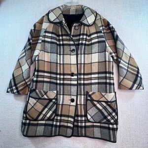 Vintage Collins & Aikman Plaid Wool‎ Coat Pile Lined USA Union Made